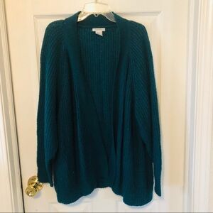 DYLAN & ROSE oversized turquoise green/ blue open front cardigan sweater SZ XS